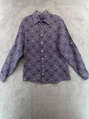 Camisa para hombre Georg Roth manga larga abotonada pequeña 37/38 púrpura con patrón Foto 1 de 4
