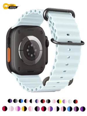 Silicone Ocean Strap/Band for Apple Watch Ultra 49 45 46 42 44 40 41Mm Series 9
