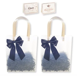 2X Small Clear Frosted Gift Bags with Handle, Reusable Plastic Bag Party Favors - Picture 1 of 21