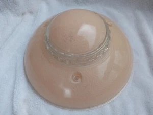 Vtg Art Deco Glass Ceiling Light Fixture Tan Clear Ceiling Shade - Picture 1 of 6