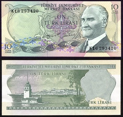Turkey 10 lira 1975 President Kemal Ataturk P186 aUNC - Image 1 of 4