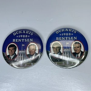 (2) Michael Dukakis Lloyd Bentsen (1988) Botones Pinback de campaña política - Imagen 1 de 5