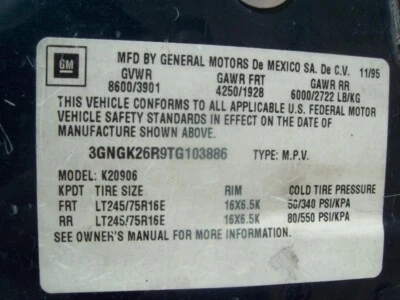 Motor soplador trasero HVAC usado se adapta a: Chevrolet Suburban 2500 1996 trasero grado A Foto 1 de 4