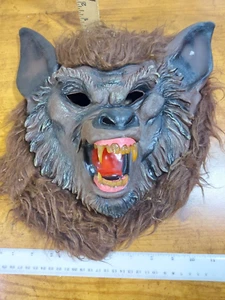Latex & Fur Werewolf Wolf Man Mask Grey & Brown - Adult Size - Picture 1 of 5