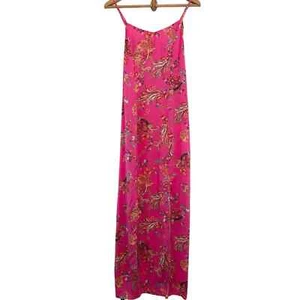 Wonderly Women’s Hot Pink Floral Paisley Double Slit Maxi Tank Dress S - Picture 1 of 14
