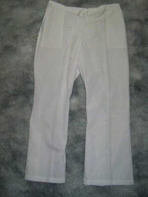Cherokee Wide Leg Drawstring Elastic Scrub Pant 2002 White XL NWT - Image 1 of 4