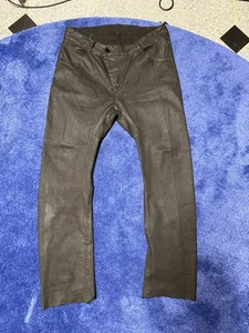 11 By Boris Bidjan Saberi Waxed BLACK BUTTONED DETAILED RAW HEM SLIM JEANS - Picture 1 of 10