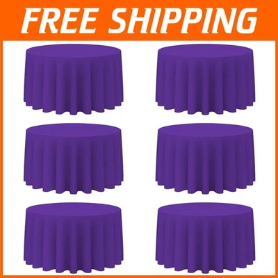 Elegant Purple Tablecloth Set - 120 Inch Round, Pack of 6 - Image 1 of 4