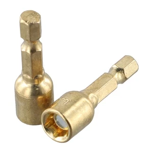 Socket Adapter Hexagonal Chrome Vanadium Steel Golden Hand Drill Bits Sleeve - Picture 1 of 12