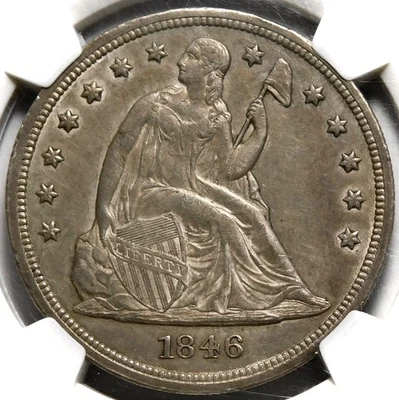 🗽❤️🦅🤍📀💙😎NGC AU55 1846 SEATED LIBERTY DOLLAR - Image 1 of 3