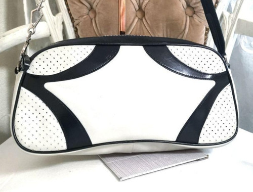 Borsa Prada borsa a tracolla bowling borsa a mano in pelle bianca e nera
