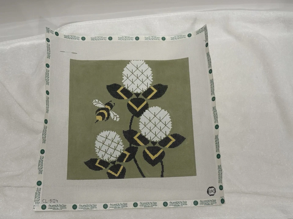 "White Clover" Needlepoint Canvas, NEW by 3 Kittens Needleart NEW Ret $176 - Image 1 of 1