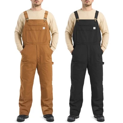 HISEA Men's Insulated Bib Overalls Loose Fit Utility Workwear Canvas Jumpsuits - Image 1 of 4