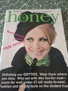 Rare Vintage HONEY Magazine OCTOBER 1966 Fashion Beauty Swinging 60s Twiggy - Imagen 1 de 6