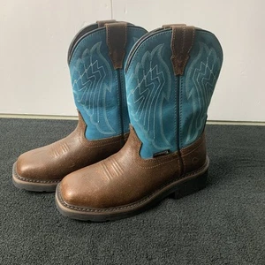 WOMEN'S RANCHER EAGLE STEEL-TOE WELLINGTON WORK BOOT BLUE SIZE 6.5 WATERPROOF - Picture 1 of 7