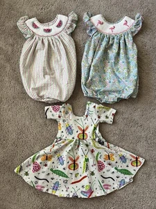 Poppy Kids Co Smocked Dress/Bubble Lot (3) Floral Animals Girls Size 18M - Bild 1 von 11
