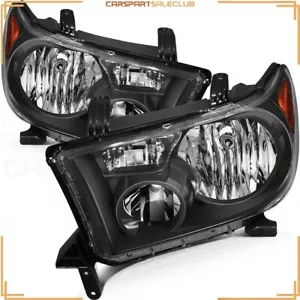 Pair Black Headlights Assembly For 2008-2017 Toyota Sequoia V8 5.7L Front RH+LH - Picture 1 of 5