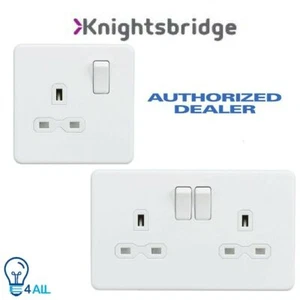 Knightsbridge Screwless13A 1G 2G DP Switched Socket Matt White With White Insert - Picture 1 of 1