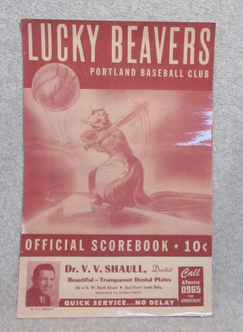 1947  PORTLAND  BEAVERS  PCL Baseball Minors  17" x 11" STORE or  STADIUM POSTER Cover
