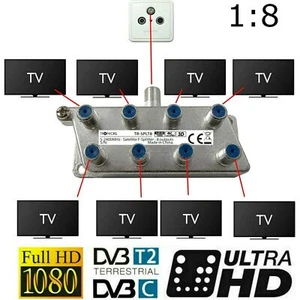 8 antenas SAT DVBC DVBS DVBT cable distribuidor bk divisor distribuidor de antenas - Imagen 1 de 7
