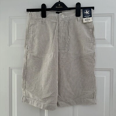 Pantalones Cortos J Caqui Niños Bronceados Rayas Seersucker Cintura Ajustable - Talla 14 - Nuevos con Etiquetas Foto 1 de 3