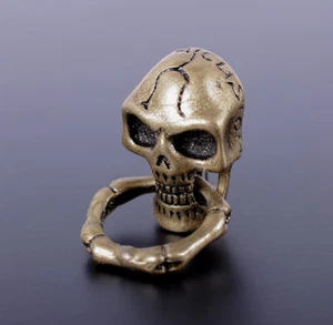 5X Retro Brass Skull Bone Ring Wallet Chain Connector Leathercraft Purse Concho - Picture 1 of 10