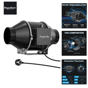 Ventilador de tubo regulable 100 mm 363 m³/h, motor EC ventilador de escape para baño... - Imagen 1 de 9