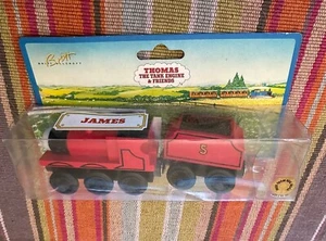 1996 Learning Curve Wooden Thomas Train James & Tender! NEW - Picture 1 of 2