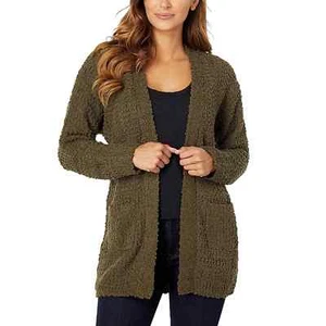 Bobeau Popcorn Knit Cardigan Sweater Long Line Pockets in Green - Picture 1 of 5
