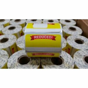 Roll of 596 Pricing Labels Print.Save.Repeat. Reduced 1" x 2" Yellow Mark Down