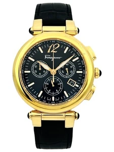 Salvatore Ferragamo IDILLIO F77LCQ5009 Gold IP treatment (4N) Black LeatherStrap - Picture 1 of 24
