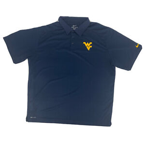 Men's Nike Dri-Fit Short Sleeve Polo Shirt West Virginia Mountaineers Blue XXL