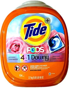 Tide Laundry Detergent Pods with 4 in 1 Downy April Fresh 104 Count - Picture 1 of 3