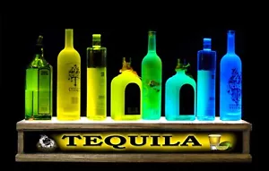 24” led TEQUILA shot glass and liquor bottle step display W/ BAR SIGN - Picture 1 of 1