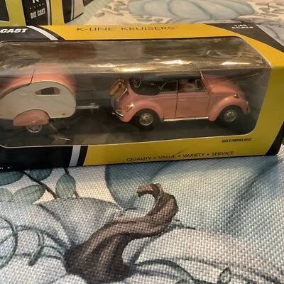 K-LINE Kruisers - K-94428 - VW Beetle 1303 Cabriolet Soft Top w/Caravan 1/43 NIB - Image 1 of 3