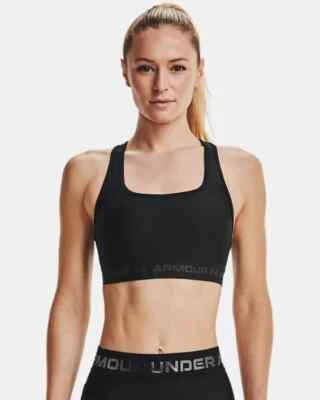 Under Armour Sports Bra Women's XS Black Mid Crossback New - Image 1 of 4