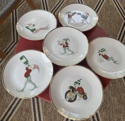 "Juego completo de 6 platos y servilletas de 7,5"" en caja NAUGHTY ELF de restauración de colección" Foto 1 de 4