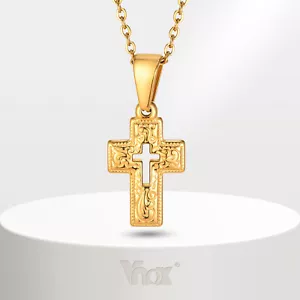 Vnox Cross Necklace for Men Women Simple Cutout Unisex Plain Catholic Pendant - Imagen 1 de 11