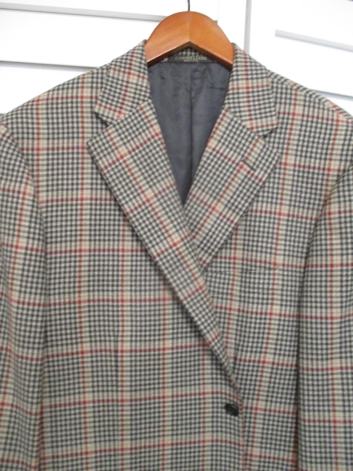 Corneliani Leader brown plaid virgin wool cashmere blazer coat jacket 56 46L - Image 1 of 4