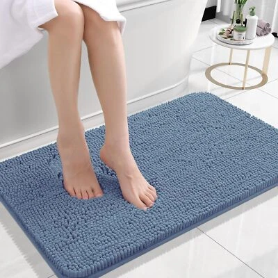 Alfombras de baño de chenilla absorbentes extra suaves, respaldo de goma alfombras de baño de secado rápido Foto 1 de 4