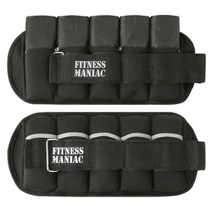 Adjustable Ankle Weights Pair Men Women 10 lbs Total Weight 1 to 5 lbs Per Ankle - Picture 1 of 10