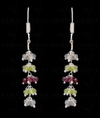 #Garnet, Peridot & Labradorite #Gemstone Bead Earring In #925  #SterlingSilver - Image 1 of 3