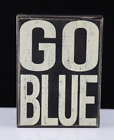 Go Blue - University of Michigan - Black & White Home Wood Block Sign