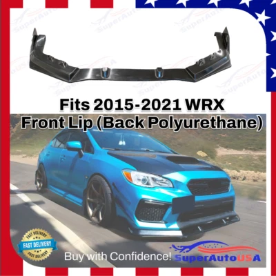 Se adapta a Subaru WRX STI 2015-2021 parachoques delantero negro poliuretano carrocería alerón labio Foto 1 de 4