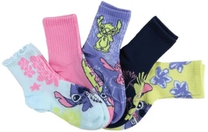 Disney Stitch Big Girls Mid Crew Socks Size 9-11 - Picture 1 of 2