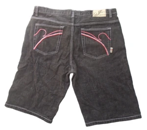vintage Indigo 30 Jeans Shorts Baggy Skater Hip Hop Mens Size 42 Black - Picture 1 of 7