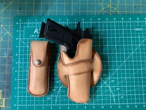 Handmade Leather 1911 Holster & 1 Mag pouch - Picture 1 of 2
