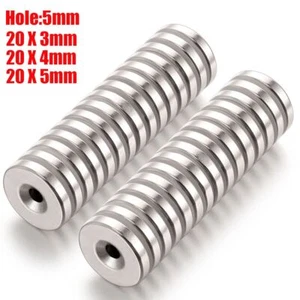 10 20 50x Strong Countersunk Ring Magnets 20mm Rare Earth Neodymium Hole 5mm US - Picture 1 of 10