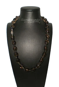 Collana in Quarzo Fumè chiusura ovale in argento 925 - Foto 1 di 1