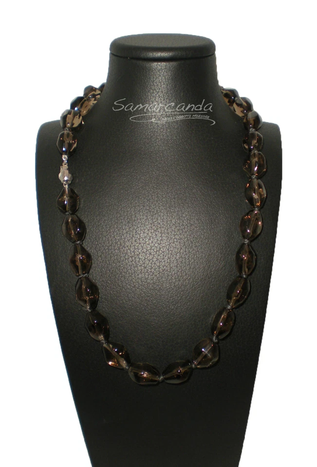 Collana in Quarzo Fumè chiusura ovale in argento 925  - Immagine 1 di 1